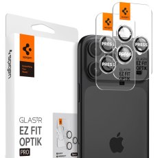 Ochranné sklo zadnej kamery 2ks v balení, set ochranných skiel zadnej kamery Spigen Optik Pro Glas.Tr ”Ez Fit” Camera Protector 2-Pack iPhone 14 Pro / Max / 15 Pro / Max / 16 Pro / Max / 17 Pro / Max Crystal Clear