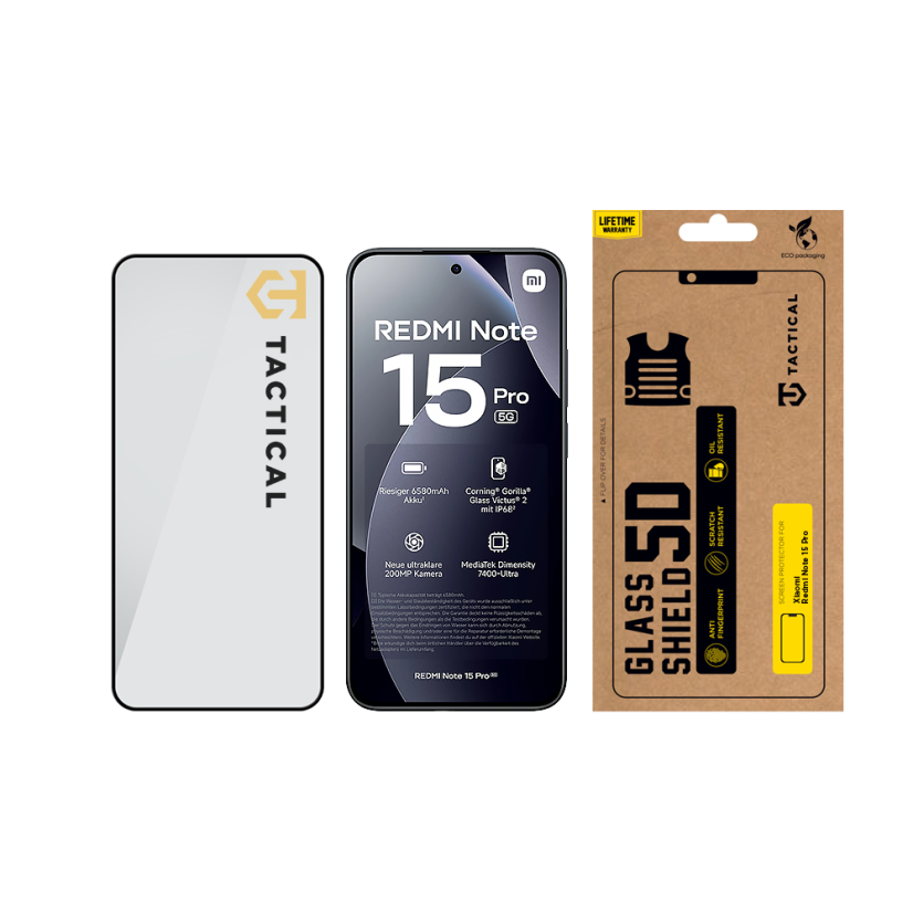 Tactical Glass Shield 5D sklo pre Xiaomi Redmi Note 15 Pro 5G Black