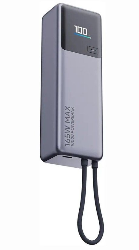 Kábel Powerbank Xiaomi 10000 mAh Qc Pd 165W With Built-In Cable USB C Pb1165Mi With Led Dispaly Gray