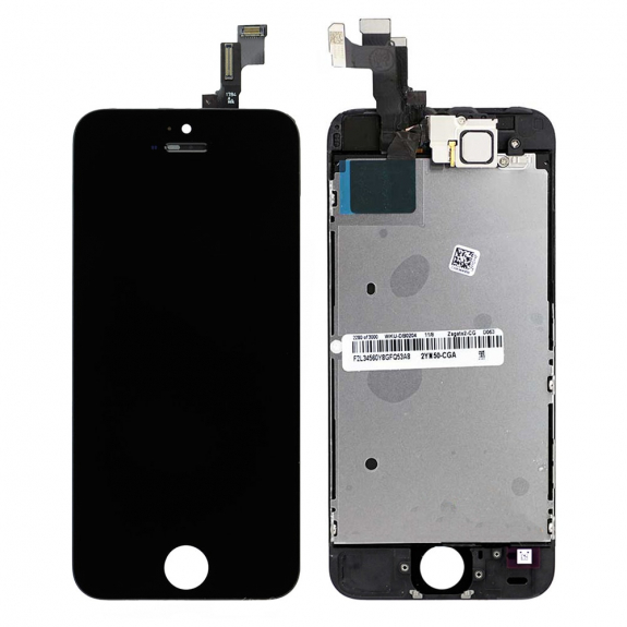 ORIGINAL Čierny LCD displej iPhone 5S s prednou kamerou + proximity senzor OEM (bez home button)