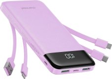 Kábel Powerbank 5V 3A 10000 mAh With Built-In Cables USB A / USB C / Lightning / Micro USB Charmast W1148 Purple