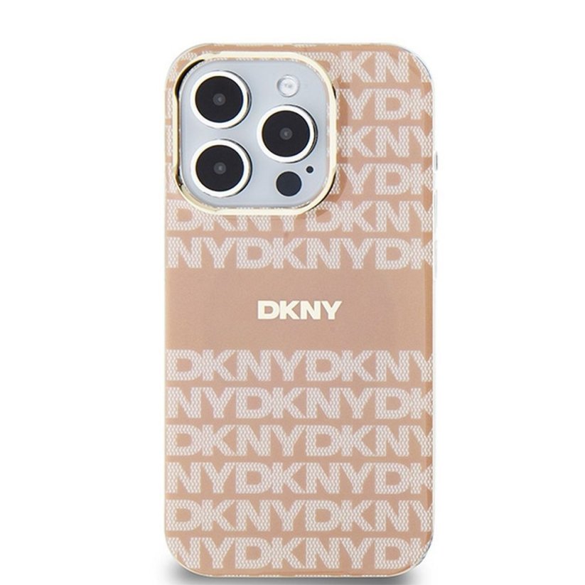 Kryt DKNY Case iPhone 15 Pro Max s MagSafe Dkhmp15Xhrhsep (DKNY Hc Magsafe Pc Tpu Repeat Texture Pattern W/ Stripe) Pink