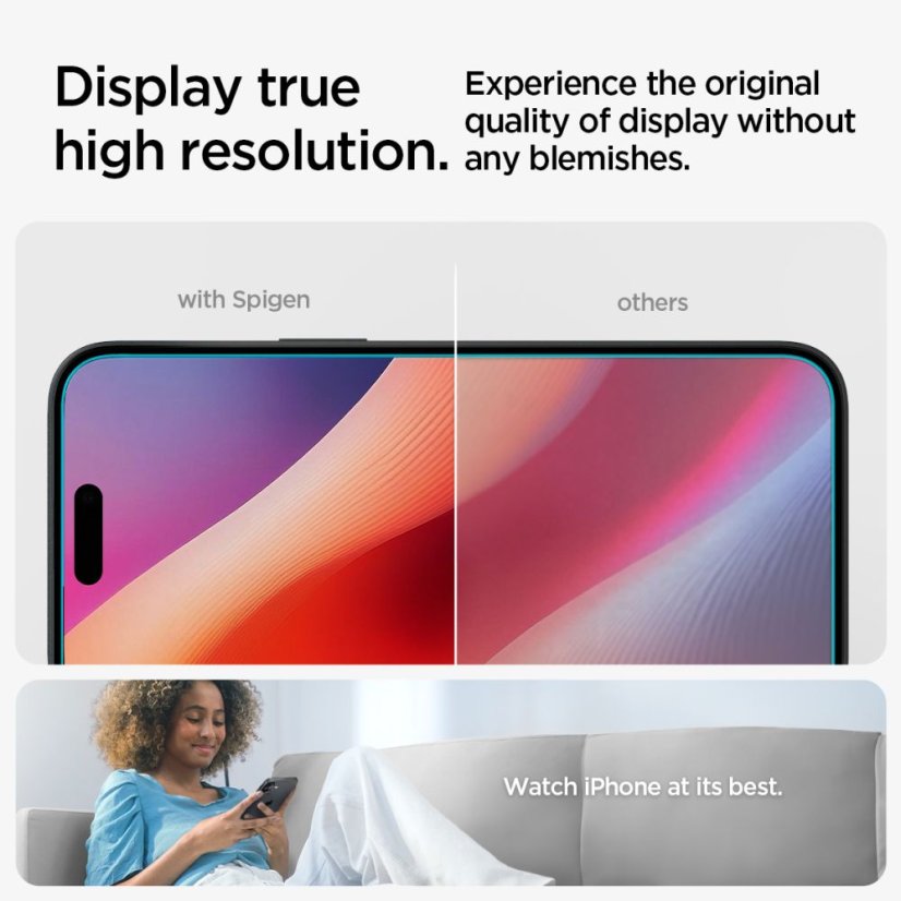 Edzett védőüveg Spigen Glas.Tr ”Ez Fit” 2-Pack iPhone 15 / 16 Clear