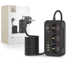 Tech-Protect Pc3X6 Power Strip 3 Usb & 3 Type-C & 3 Socket 200cm Black