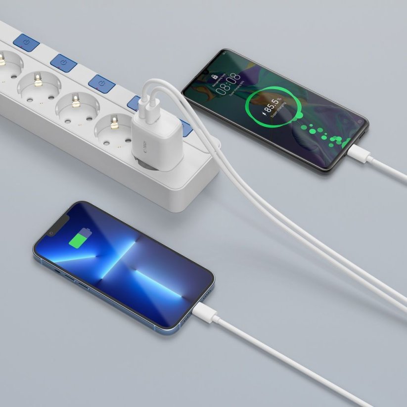 Nabíjačka do siete Tech-Protect C20W 2-Port Network Charger PD20W/QC3.0 + Type-C Cable White