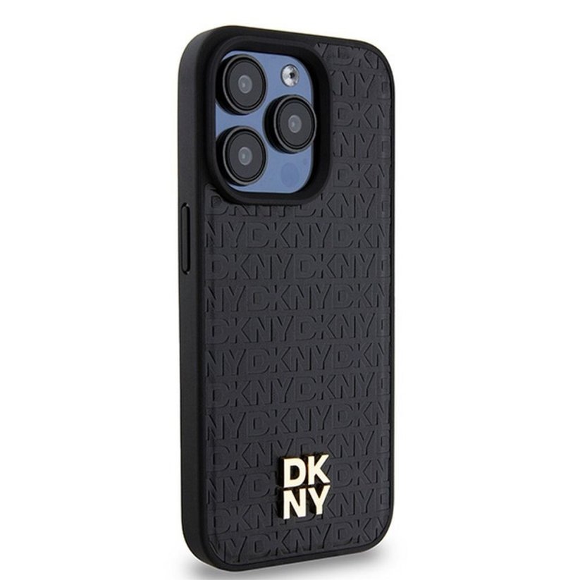 Kryt DKNY Case iPhone 15 Pro s MagSafe Dkhmp15Lpshrpsk (DKNY Hc Magsafe Pu Repeat Pattern W/Stack Logo) Black