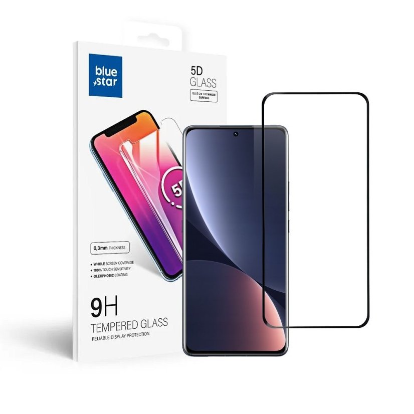 Védő edzett üveg 5D - Xiaomi 12 Pro (Full Glue/Case Friendly) - Fekete