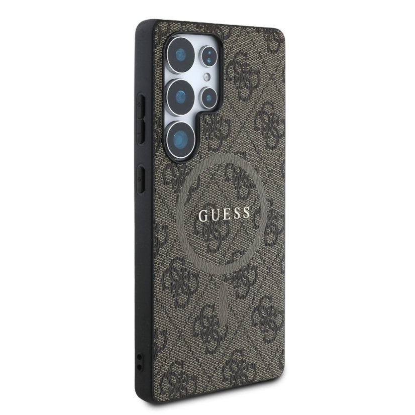 Guess PU Leather 4G Colored Ring MagSafe zadný kryt pre Samsung Galaxy S25 Ultra Brown