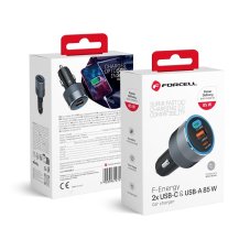 Nabíječka do auta Forcell F-Energy Alu 2 X USB C + USB A Qc4.0 Pd Sfc2.0 3A 85W šedá Nabíječka do auta Forcell F-Energy Alu 2 X USB C + USB A Qc4.0 Pd Sfc2.0 3A 85W šedá