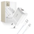 Nabíjačka do siete Tech-Protect C20W 2-Port Network Charger PD 20W / QC3.0 + Lightning Cable White