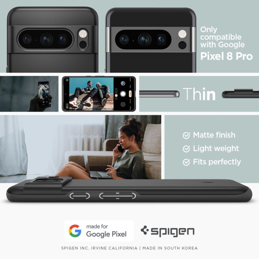 Kryt Spigen Thin Fit Google Pixel 8 Pro Black