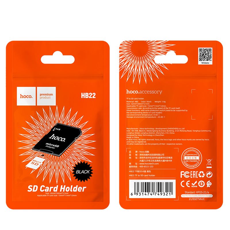 Pamäťová karta Hoco Adapter Tf to Sd Memory Cards Hb22