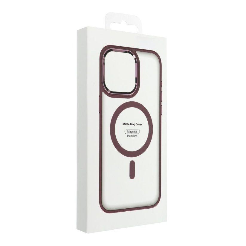 Kryt Matte Mag Cover Case s MagSafe iPhone 15 Plum Red