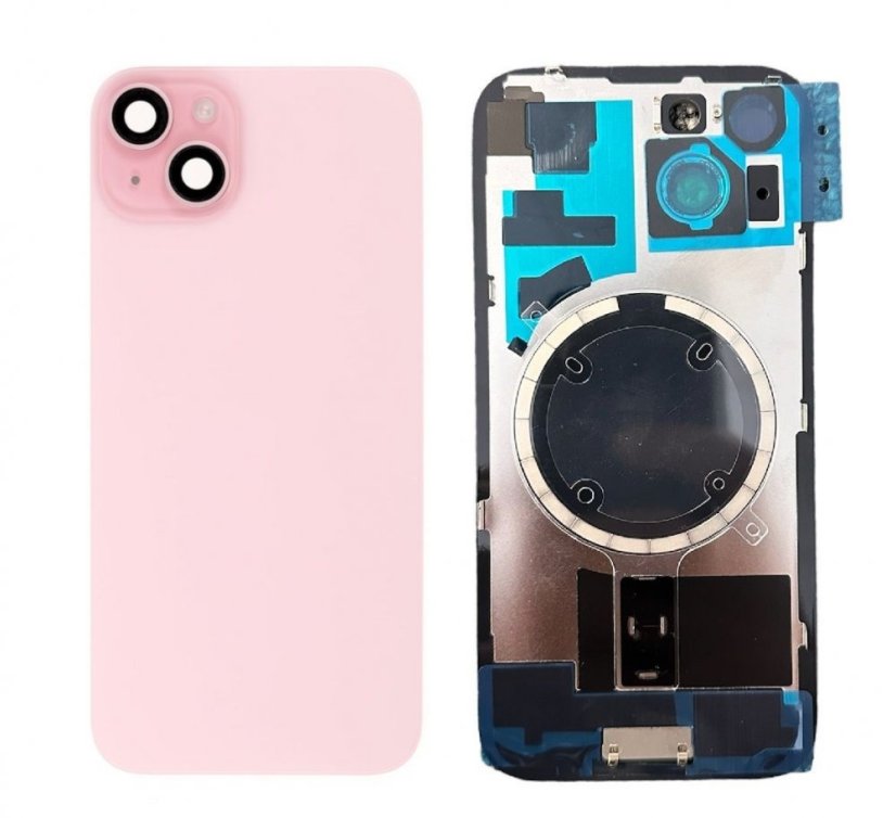 Apple iPhone 15 - Back Cover Glass / Náhradné zadné sklo housingu (Pink)
