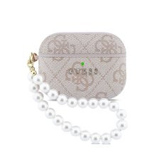 Guess PU 4G Classic Logo Pearl Strap púzdro pre AirPods Pro 3 Pink