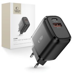 Nabíjačka do siete Tech-Protect C20W 2-Port Network Charger PD20W/QC3.0 Black