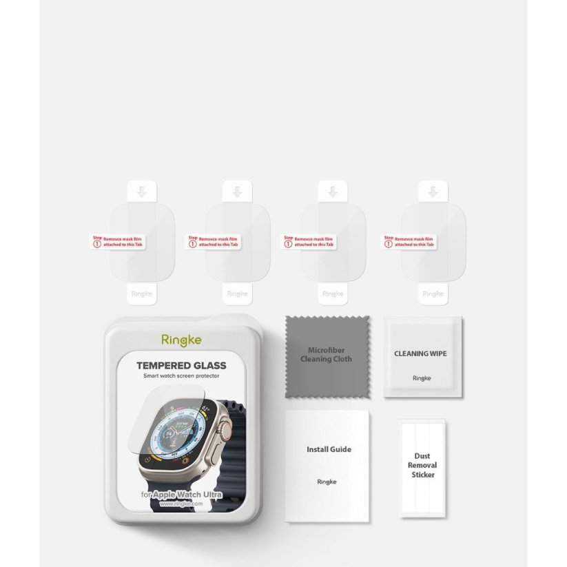 Ochranné tvrdené sklo Ringke Id Fc Glass 4-Pack Apple Watch Ultra 1 / 2 (49 mm) Clear