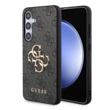 Guess PU 4G Metal Logo zadní kryt pro Samsung Galaxy S24+ Grey