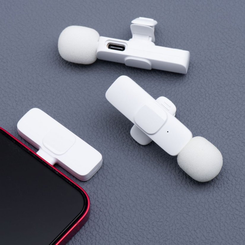 Wireless Lavalier Microphone Lightning Double (2 In Set) K1 White