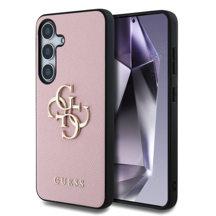 Guess PU Grained 4G Metal Logo zadný kryt pre Samsung Galaxy S25 Pink