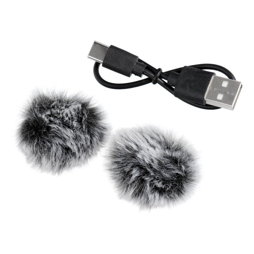 Wireless Lavalier Microphone Lightning Double With Long Hair (2 In Set) K1 Black