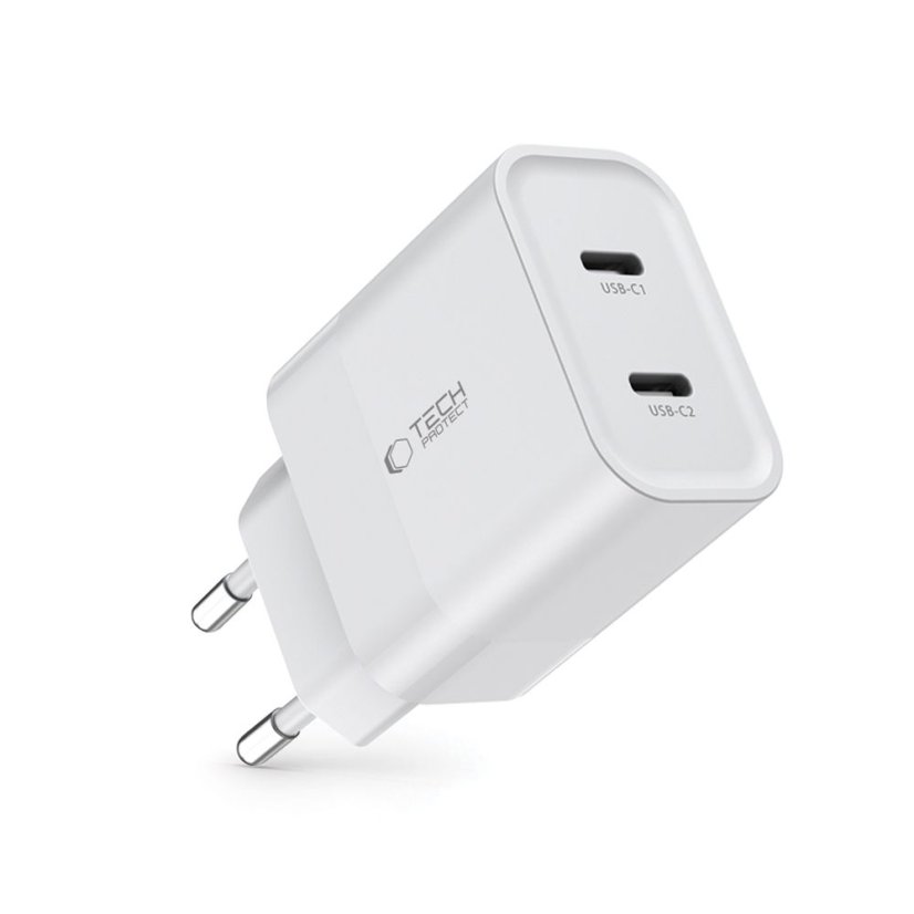 Nabíjačka do siete Tech-Protect C20W 2-Port Network Charger PD 20W White