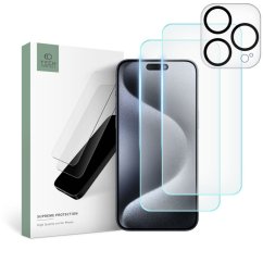 Ochranné tvrdené sklo Tech-Protect Supreme Set iPhone 15 Pro Clear