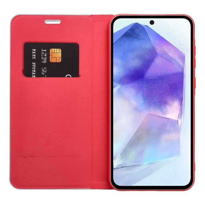 Kryt Flip Case Huawei P30 Lite Luna Book Carbon Red