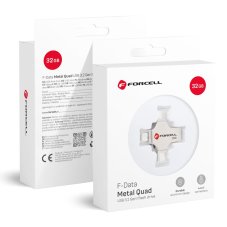Pamäťová karta Forcell F-Data Pendrive Metal Quad 32Gb Usb3.2 Gen 1 (USB A / Type C / Lightning / Micro USB) Silver