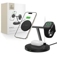 Bezdrôtová nabíjačka Tech-Protect Qi15W-A35 3v1 Magnetic Magsafe Wireless Charger Black