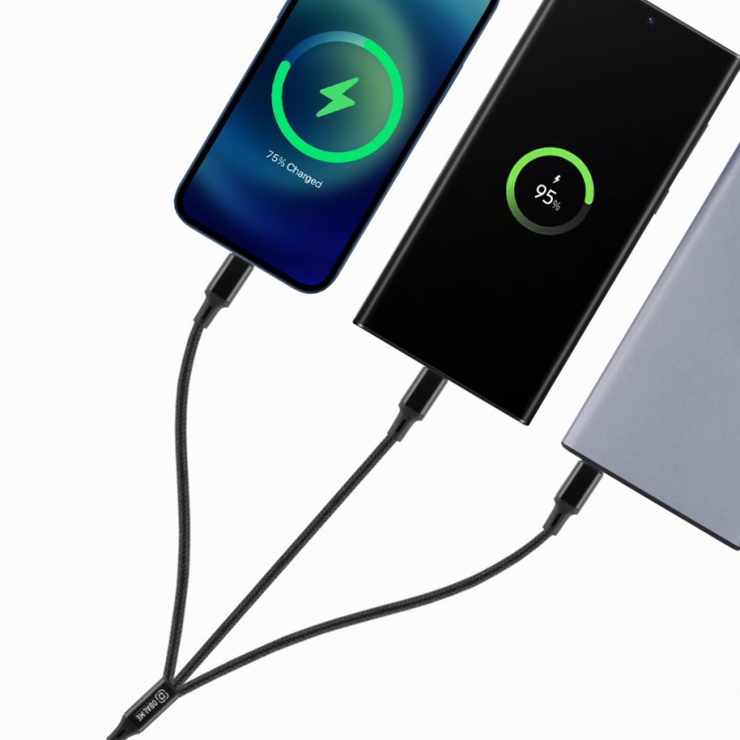 OBAL:ME 3v1 AllConnect Fast Charge USB-A/USB-C, Lightning, Micro-USB kábel 1.2m Black