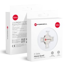 Pamäťová karta Pendrive 128Gb USB 3.2 Gen 1 (USB A / USB C / Lightning / Micro USB) Forcell F-Data Metal Quad Silver