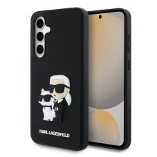 Karl Lagerfeld 3D Rubber Karl and Choupette zadní kryt pro Samsung Galaxy S24 FE Black