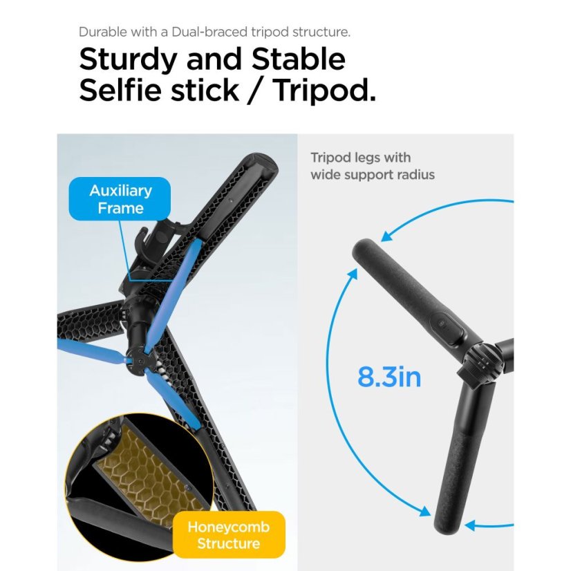 Selfie tyč Spigen S560W Bluetooth Selfie Stick Long Tripod Black