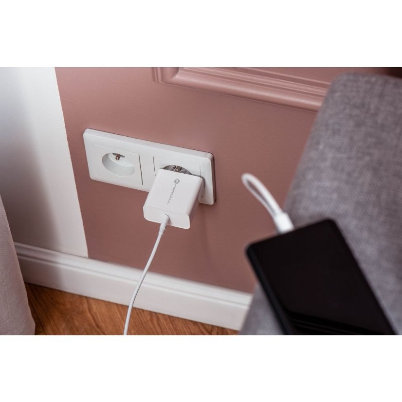 Phone Charger Forcell F-Energy USB C Qc4.0 Pd 3A 45W Tfk-Tc-45Wpd White
