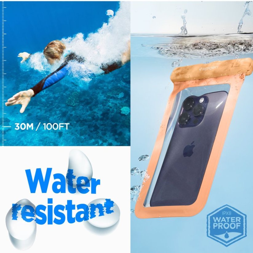 Vodeodolné púzdro Spigen A601 Universal Waterproof Case Apricot