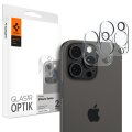 Ochranné sklo zadnej kamery 2ks v balení, set ochranných skiel zadnej kamery Spigen Optik.Tr Camera Protector 2-Pack iPhone 14 Pro / Max / 15 Pro / Max / 16 Pro / Max Crystal Clear
