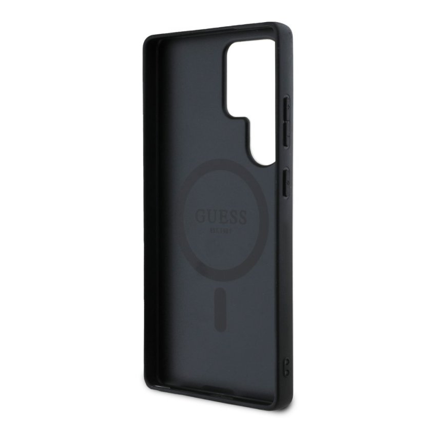 Guess PU Leather 4G Colored Ring MagSafe zadný kryt pre Samsung Galaxy S25 Ultra Brown