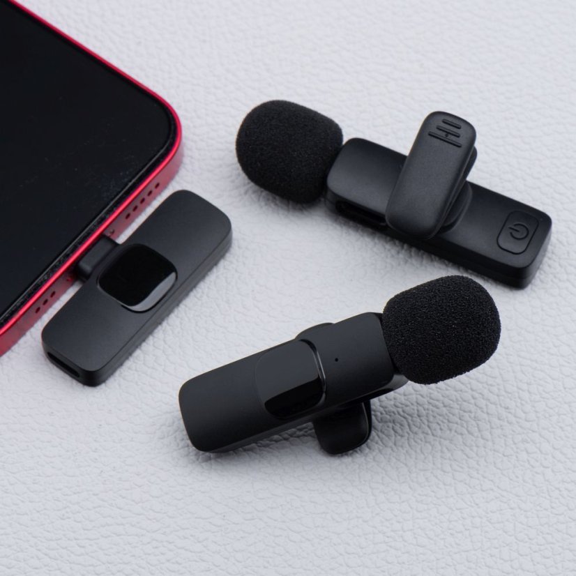 Wireless Lavalier Microphone Type C Double (2 In Set) K1 Black