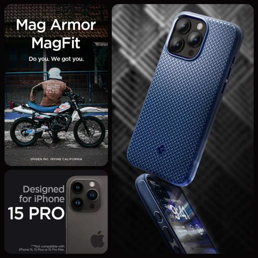 Kryt Spigen Mag Armor Magsafe iPhone 15 Pro Navy Blue