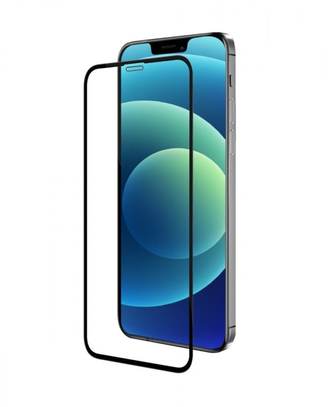 Védő edzett üveg fekete élekkel Apple iPhone 12 készülékhez
