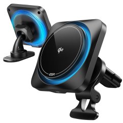 Držiak do auta ESR Halolock Cryoboost Magnetic Magsafe Dashboard & Vent Car Mount Wireless Charger Qi2 15W Frosted Onyx