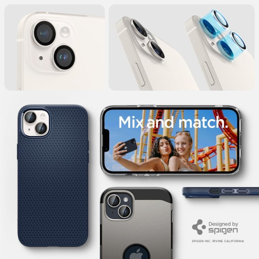 Ochranné sklo zadnej kamery Spigen Optik.Tr ”Ez Fit” Camera Protector 2-Pack iPhone 14 / 14 Plus / 15 / 15 Plus Starlight