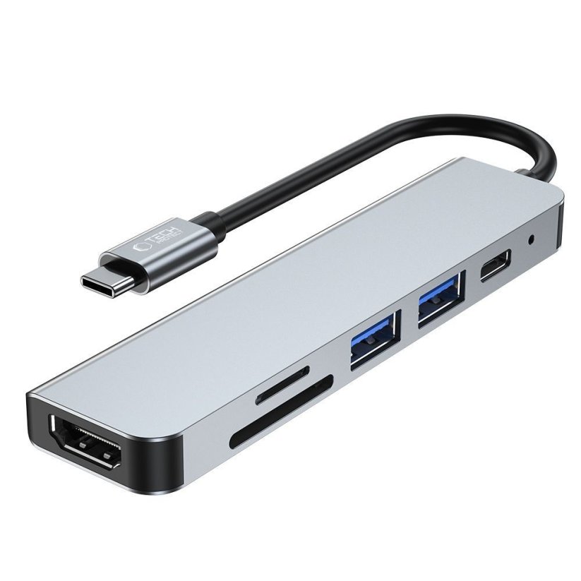 HUB rozbočovač Tech-Protect V4-Hub Adapter 6In1 Grey