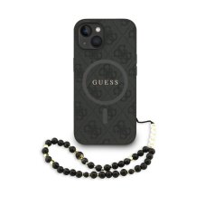 Guess PU Leather 4G Colored Ring Strap MagSafe zadný kryt pre iPhone 15 Black