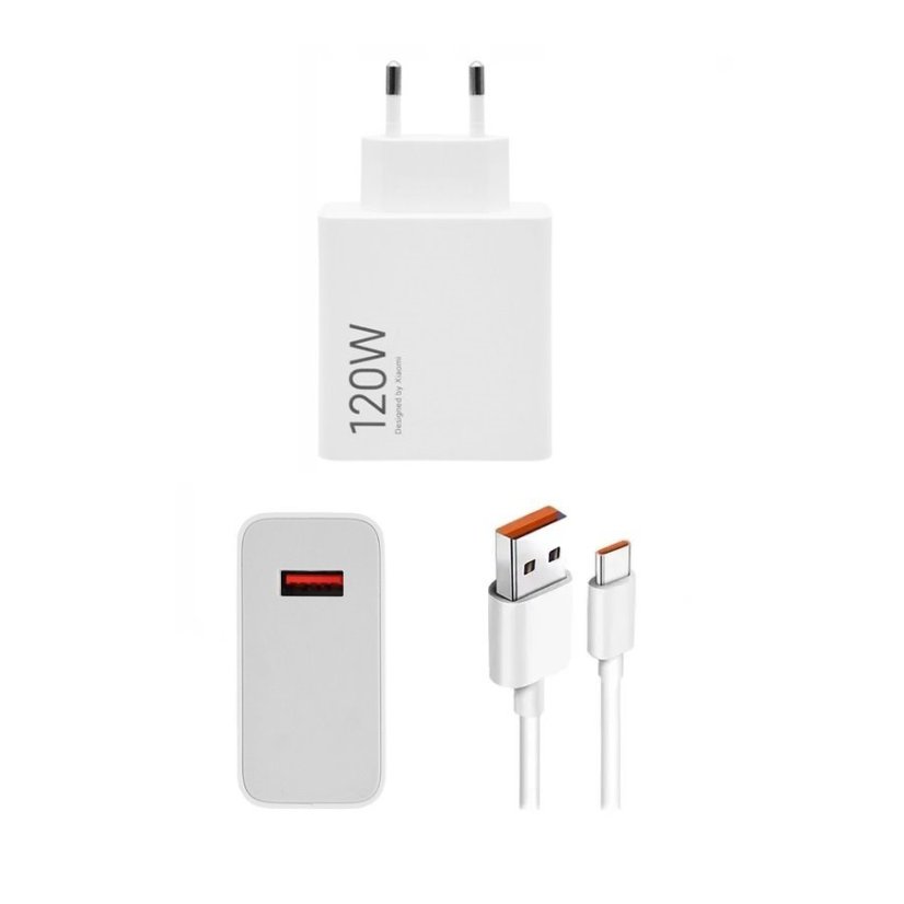 Xiaomi MDY-14-EE USB-A 120W Utazótöltő + USB-C 6A adatkábel Fehér