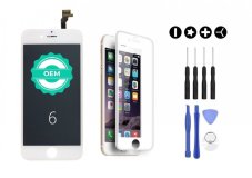 MULTIPACK - Bílý LCD displej iPhone 6 + 3D ochranné sklo + sada nářadí