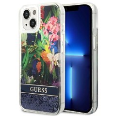 Kryt Guess Case iPhone 13 / 14 / 15 Guhcp14Slflsb (Flower Liquid Glitter) Blue