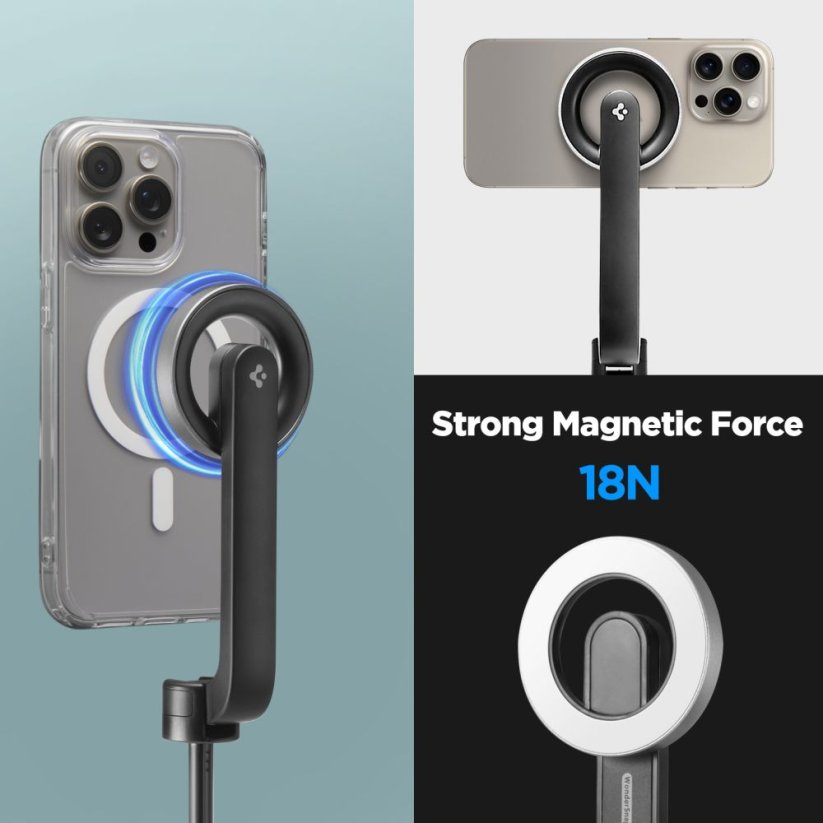 Selfie tyč Spigen S580W Magsafe Bluetooth Selfie Stick Long Tripod Black