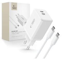 Nabíjačka do siete Tech-Protect Nc45W-Gan 2-Port Network Charger PD45W + Type-C Cable White